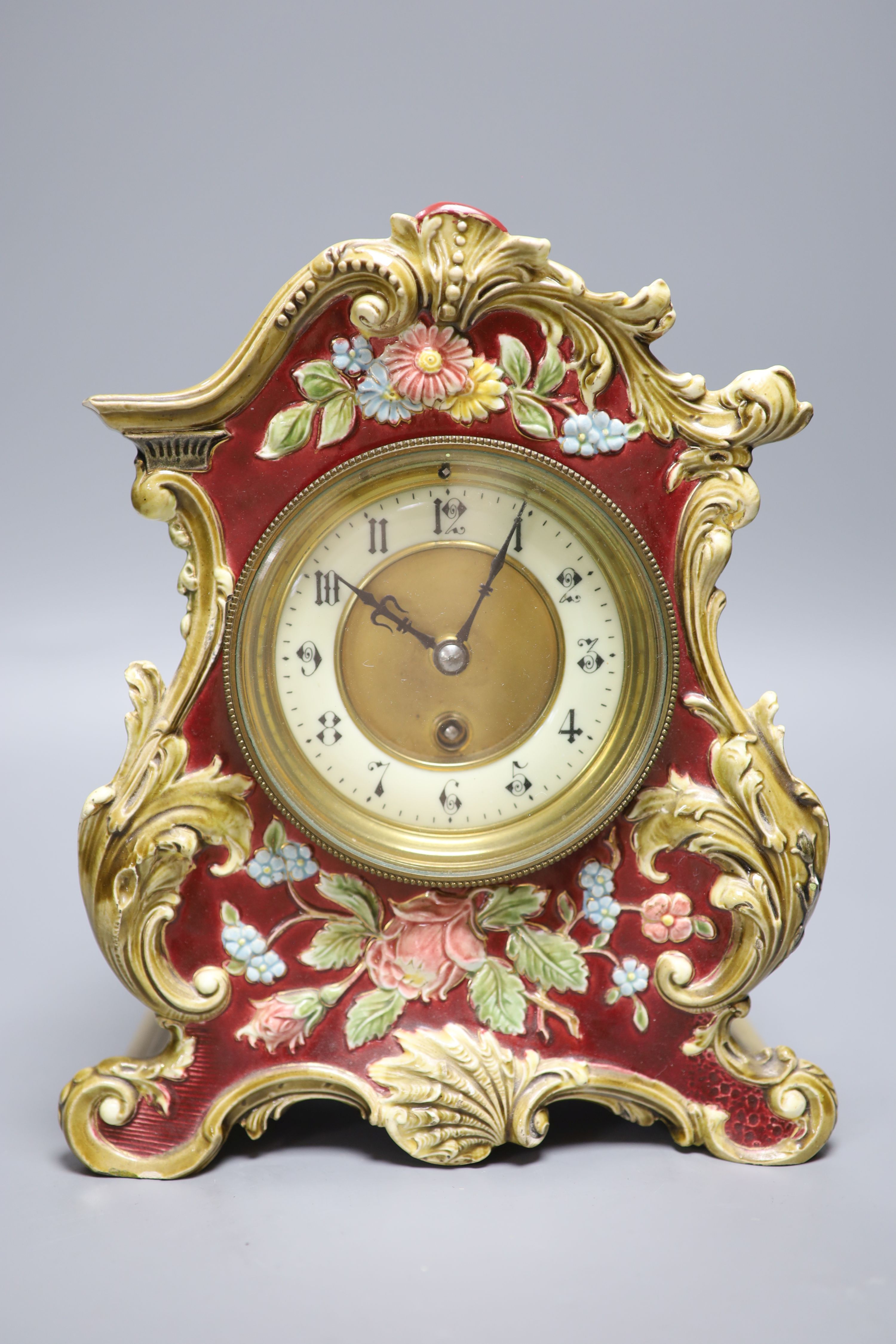 A French pottery mantel clock, c.1905, height 27cm